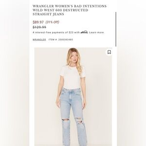 WRANGLER WOMEN'S BAD INTENTIONS
WILD WEST 603 DESTRUCTED
STRAIGHT JEANS